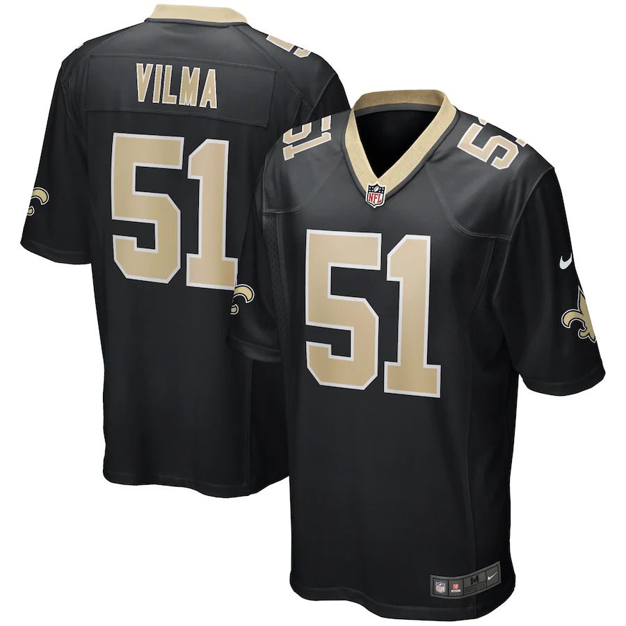 Men New Orleans Saints #51 Jonathan Vilma Nike Black Game Retired Player NFL Jersey->new orleans saints->NFL Jersey